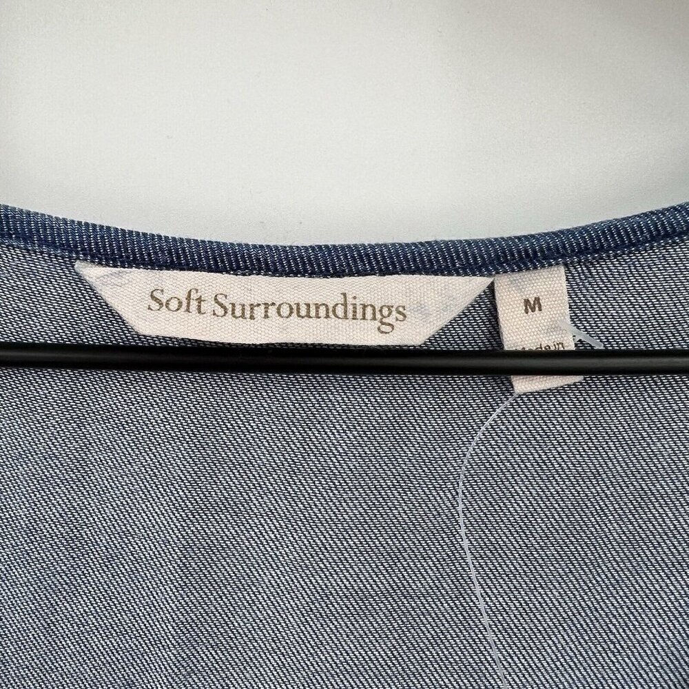 Soft Surroundings Lyocell Blue Chambray Romper Jumpsuit Medium Lagenlook Draped - Picture 4 of 7